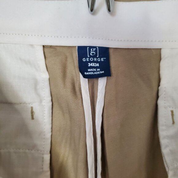 George Khaki Straight Fit Chino Pants Stone Wash 34x34 - Picture 4 of 8